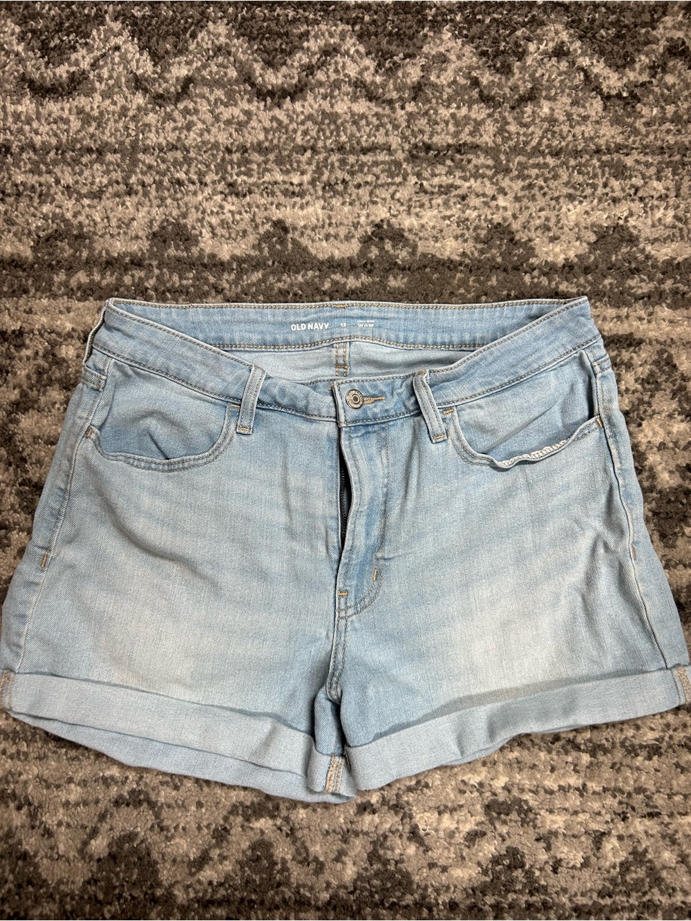 Old Navy Wow High-Rise Light Blue Rolled Hem Denim Shorts